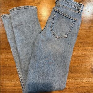 Zara Light Blue Women 8 Straight Leg Jeans Spilt Vent Hem